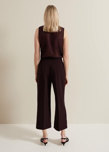 Phase Eight Aubrielle Clean Crepe Culotte Trousers Burgundy USA | 8523164-HV